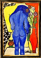 Blue Girl 1995 40x28 - Huge Original Painting by Costel Iarca - 2