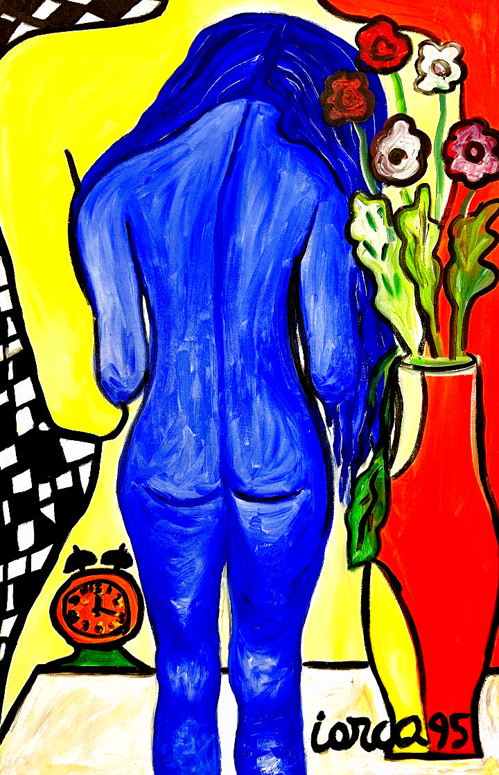 Blue Girl 1995 40x28 - Huge Original Painting by Costel Iarca Blue Girl 1995 40x28 - Huge Original Painting by Costel Iarca
