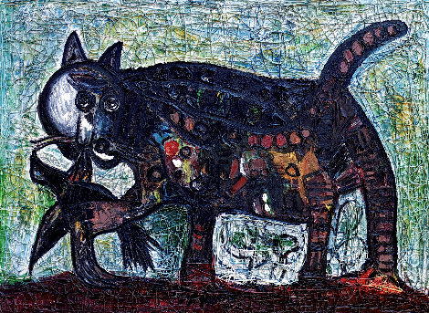 Cat 2019 36x48 - Huge Painting Original Painting - Costel Iarca