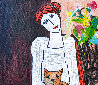 Woman with Cat 2023 49x37 - Huge Original Painting by Costel Iarca - 2