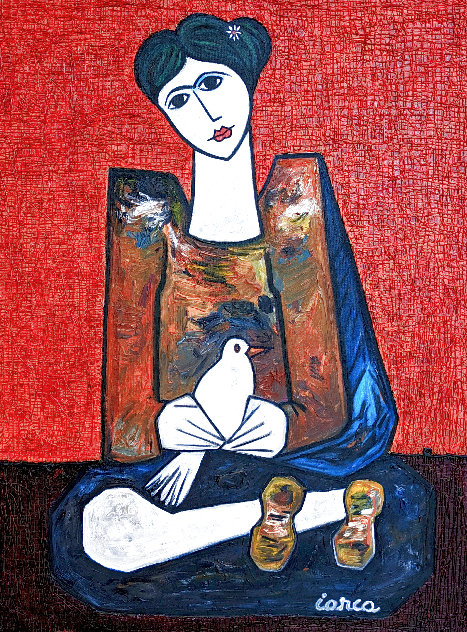 Woman in Red 2023 49x37 - Huge Original Painting by Costel Iarca