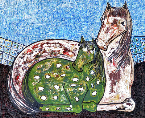 Horses 2019 62x74 - Huge Mural Size Original Painting - Costel Iarca