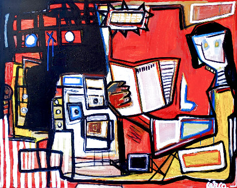 Lecture for Tonight 2008 50x62 - Huge Original Painting - Costel Iarca