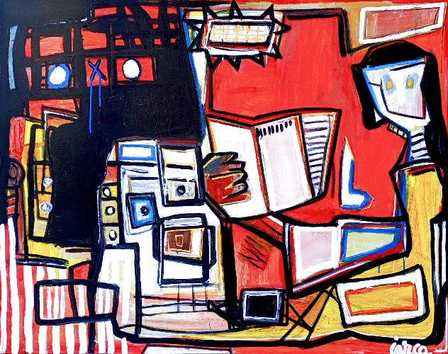 Lecture for Tonight 2008 50x62 - Huge Original Painting by Costel Iarca