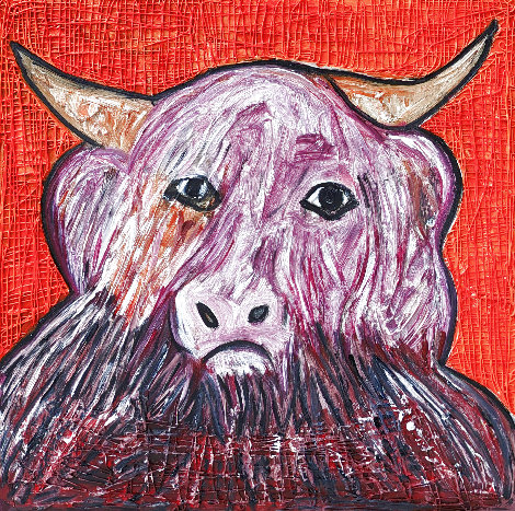 Bull 2023 28x28 Original Painting - Costel Iarca