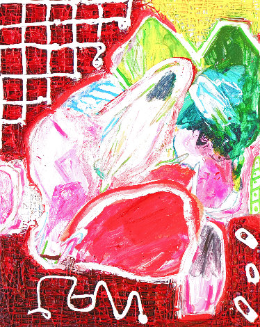 Pink Flowers 2023 22x20 Original Painting - Costel Iarca