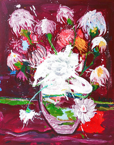 Drunken Flowers 2023 62x50 - Huge Original Painting - Costel Iarca