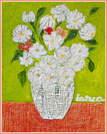 Still Life in White 2023 21x17 Original Painting - Costel Iarca