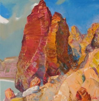 Couple, Landscape Crimea 2010 29x29 Original Painting - Sergey Ignatenko Couple, Landscape Crimea 2010 29x29 Original Painting - Sergey Ignatenko