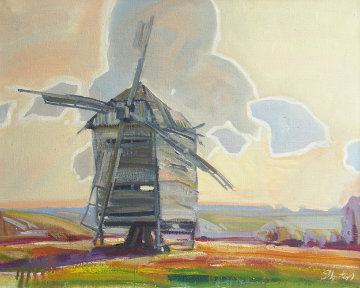Wind Mill 2008 22x28 Original Painting - Sergey Ignatenko Wind Mill 2008 22x28 Original Painting - Sergey Ignatenko