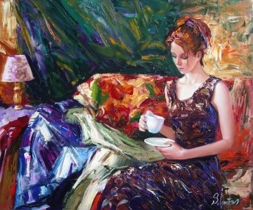 Evening Coffee 2006 19x23 Original Painting - Sergey Ignatenko Evening Coffee 2006 19x23 Original Painting - Sergey Ignatenko