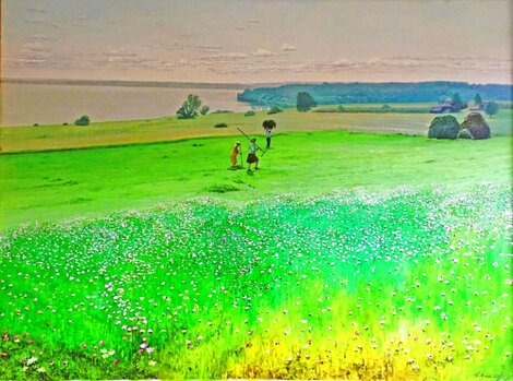 Harvest of the Fields 2002 34x42 - Oil on Canvas - Huge Original Painting - Ivan Krylov