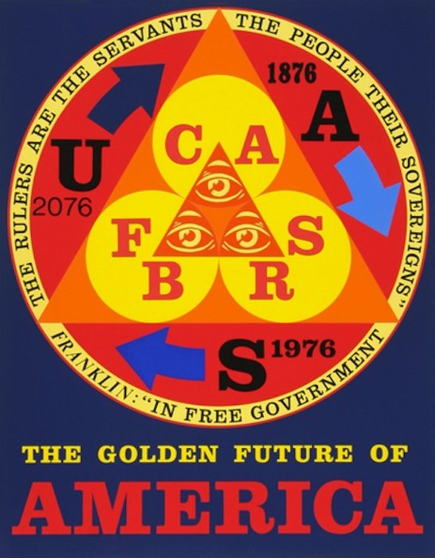 Golden Future of America 1976 Limited Edition Print by Robert Indiana Golden Future of America 1976 Limited Edition Print by Robert Indiana