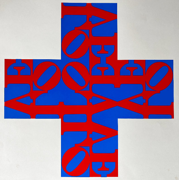 Love Cross 1968 HS - Rare Early Lithograph Limited Edition Print by Robert Indiana