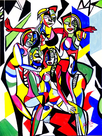 Cubic Friends 2020 40x30 Huge Original Painting - Acar Ipek