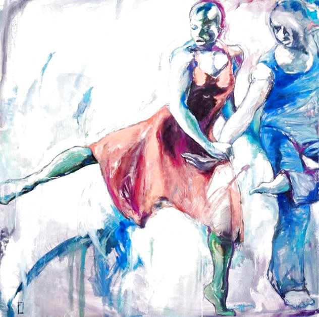 Ailey Dancers 48x48 - Huge Original Painting by Rachel Isadora