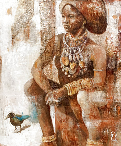 Nubia 2010 38x32 Original Painting - Rachel Isadora