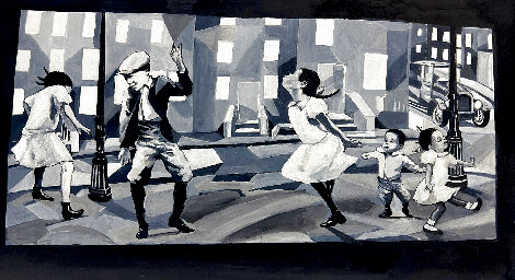 Bring on the Beat Watch Her Two Feet 2010 11x19 Original Painting - Rachel Isadora