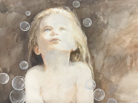 Untitled Child VII 11x14 Original Painting - Rachel Isadora