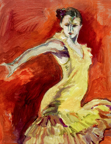 Untitled XII Flamenco Dancer 10x8 Original Painting - Rachel Isadora