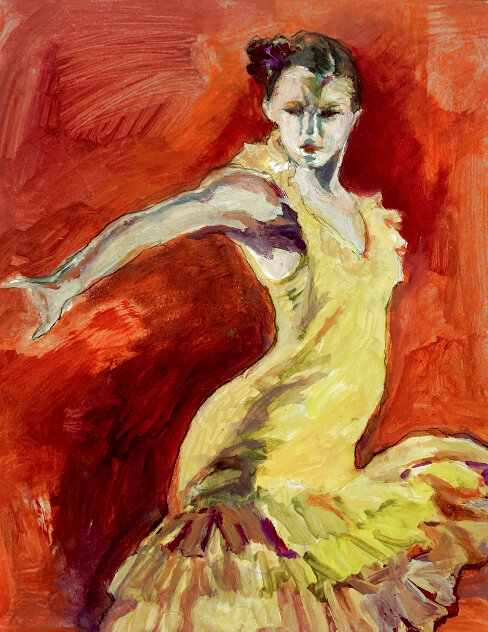 Untitled XII Flamenco Dancer 10x8 Original Painting by Rachel Isadora