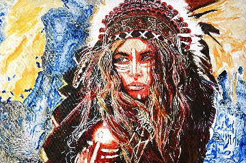Native American Series 02 2017 28x40 - Huge Original Painting - Ismail   Khelalfa