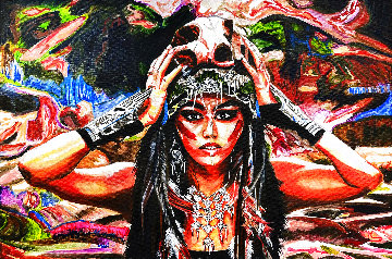 Native American Series 03 2017 28x40 - Huge Original Painting - Ismail   Khelalfa