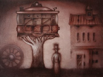 Contemplation of the Tram Growth 2018 23x31 Original Painting - Eugene Ivanov Contemplation of the Tram Growth 2018 23x31 Original Painting - Eugene Ivanov