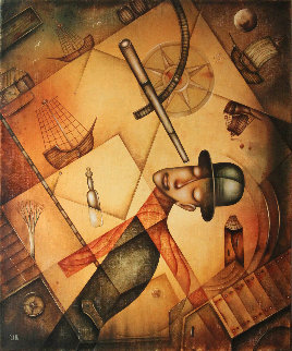 Man At the Port 2018 23x19 Original Painting - Eugene Ivanov Man At the Port 2018 23x19 Original Painting - Eugene Ivanov
