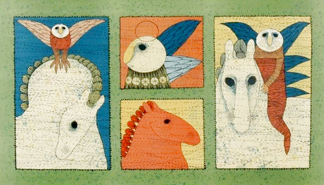 Equestrian Owls 1970 Limited Edition Print by Carol Jablonsky