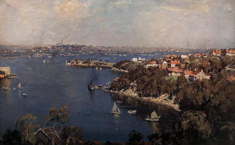 Mosman Bay, Sydney Harbor 1926 30x42 Huge - Australia Original Painting - James Ranalph Jackson