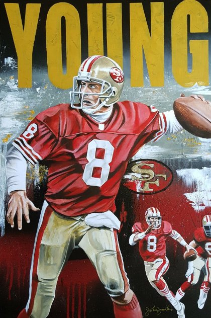 Steve Young on the Run 2016 35x25 Original Painting by Joshua Jacobs