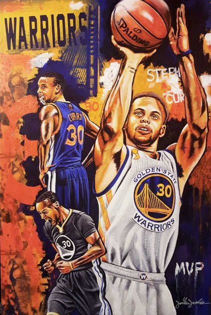 Stephen Curry, Golden Boy 2016 25x35 Original Painting by Joshua Jacobs
