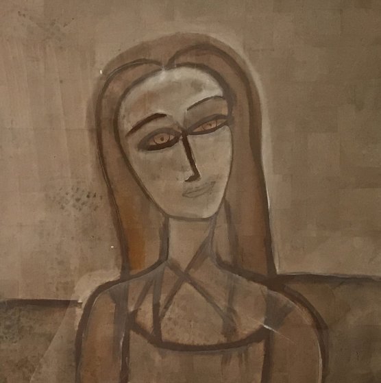 Untitled Portrai 1990 48x48 Huge Original Painting by Jamali Untitled Portrai 1990 48x48 Huge Original Painting by Jamali