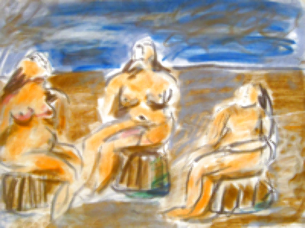 Bathers Suite of 4 Paintings 1982 33x58 Super Huge Original Painting by Jamali Bathers Suite of 4 Paintings 1982 33x58 Super Huge Original Painting by Jamali