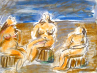 Bathers Suite of 4 Paintings 1982 33x58 Super Huge Original Painting by Jamali - 0 Bathers Suite of 4 Paintings 1982 33x58 Super Huge Original Painting by Jamali - 0