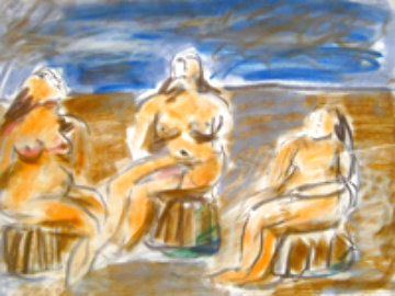 Bathers Suite of 4 Framed Paintings 1982 33x58 Huge Original Painting -  Jamali