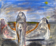 Bathers Suite of 4 Paintings 1982 33x58 Super Huge Original Painting by Jamali - 2 Bathers Suite of 4 Paintings 1982 33x58 Super Huge Original Painting by Jamali - 2