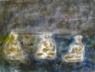 Bathers Suite of 4 Paintings 1982 33x58 Super Huge Original Painting by Jamali - 3 Bathers Suite of 4 Paintings 1982 33x58 Super Huge Original Painting by Jamali - 3