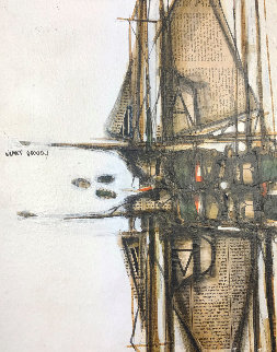 Sailboat Reflection 1970 15x12 Works on Paper (not prints) - James Groody Sailboat Reflection 1970 15x12 Works on Paper (not prints) - James Groody