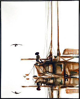 Raising The Sails 31x25 Original Painting - James Groody Raising The Sails 31x25 Original Painting - James Groody