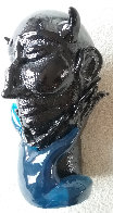 Untitled Sculpture of Blue Hand Holding Black Unique Head 1990 14 in Sculpture by Martin Janecky - 1 Untitled Sculpture of Blue Hand Holding Black Unique Head 1990 14 in Sculpture by Martin Janecky - 1