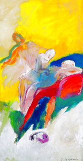 Visit 1994 62x34 Huge Original Painting - Jan Peter van Opheusden Visit 1994 62x34 Huge Original Painting - Jan Peter van Opheusden