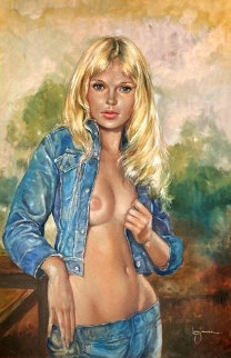 Untitled Nude Portrait 37x39 Huge Original Painting - Leo Jansen Untitled Nude Portrait 37x39 Huge Original Painting - Leo Jansen