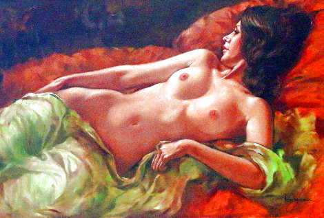 Untitled Nude 29x41 Original Painting - Leo Jansen