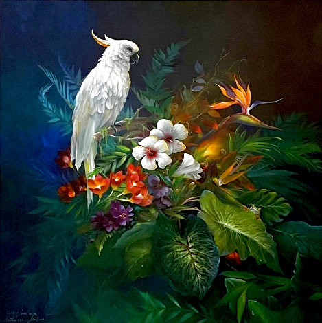 Bird of Paradise 50x50 - Huge Original Painting - Gary and Kathwren Jenkins