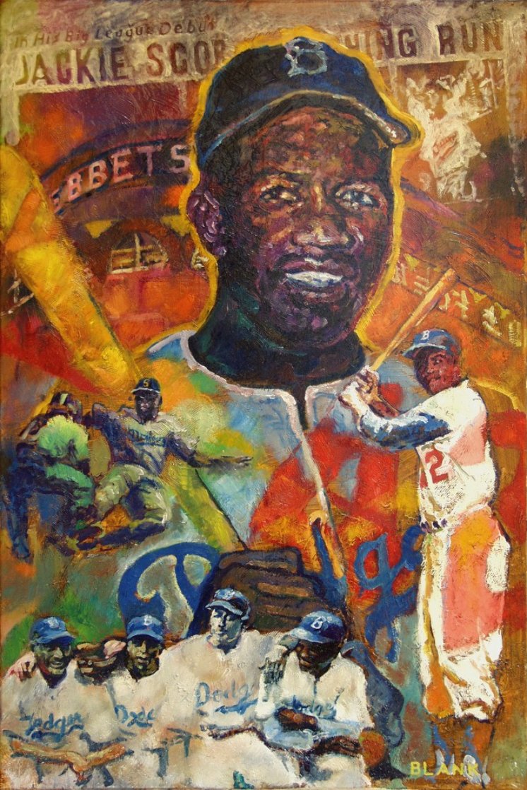 Jackie Robinson 2007 48x35 Huge Original Painting by Jerry Blank