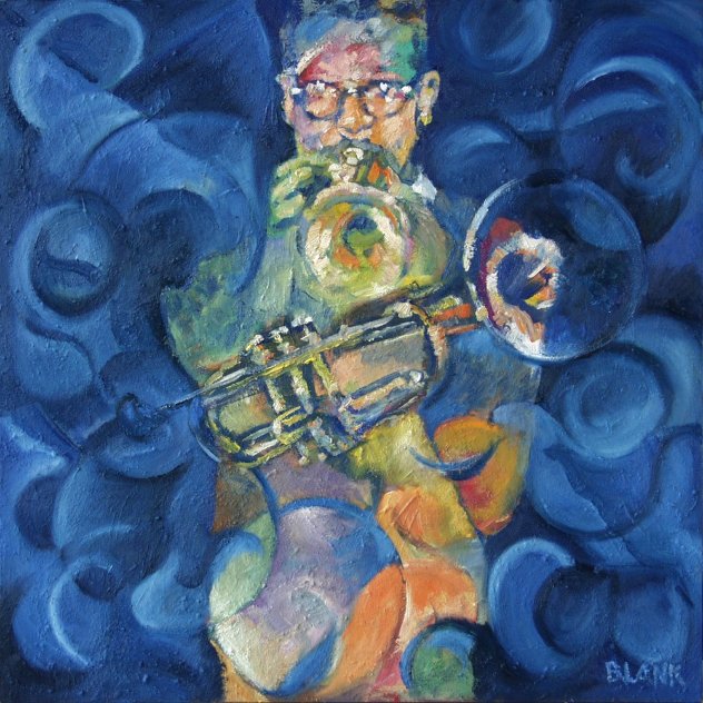 Dizzy's Horn 2006 40x40 Huge Original Painting by Jerry Blank