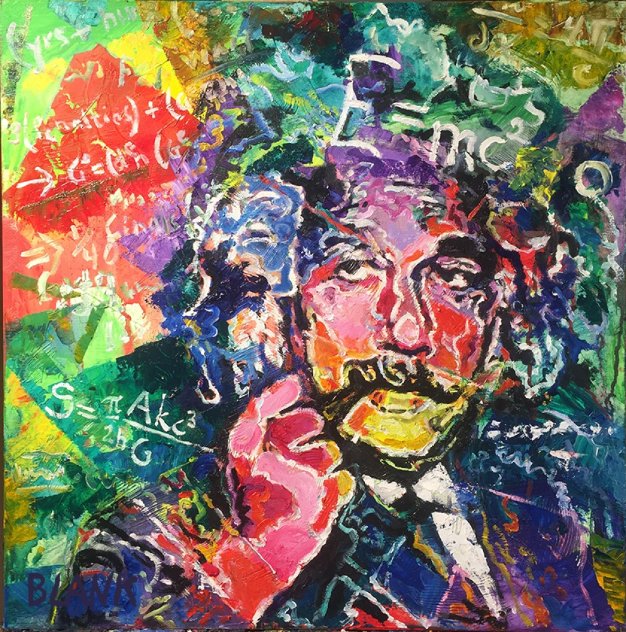 Einstein 2017 20x20 Original Painting by Jerry Blank