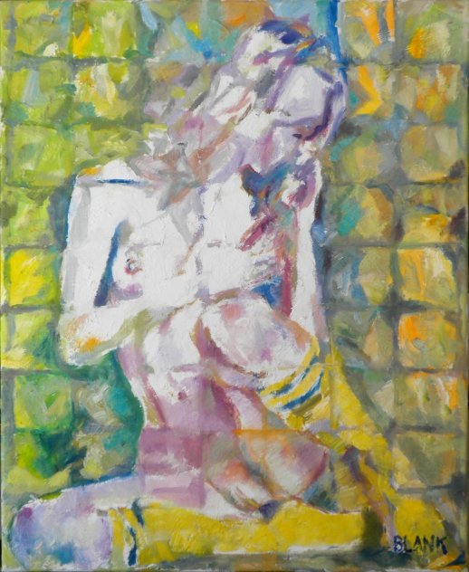 Nude in Yellow Stockings 2014  28x22 Original Painting by Jerry Blank